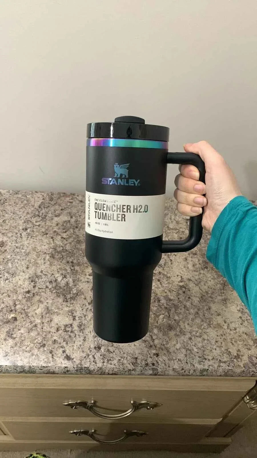 Black Iridescent Chrome Stanley 40 oz Quencher H2.0 Tumbler